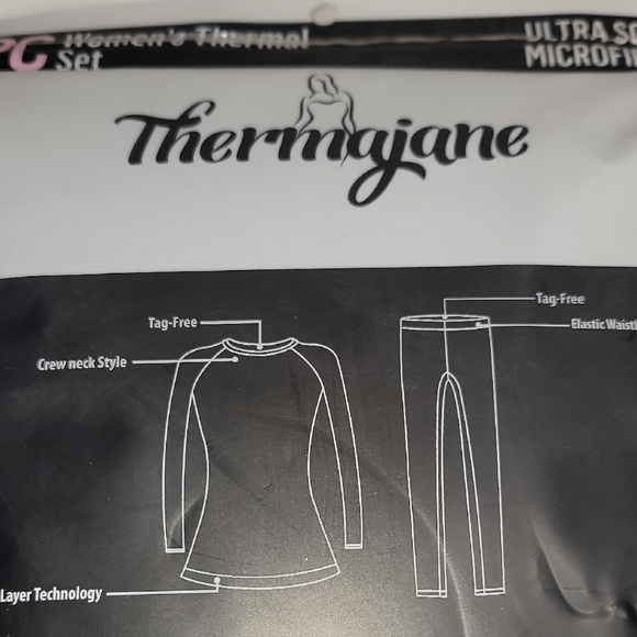 Black Pajama Set Cozy Thermal Sleepwear - Picture 6 of 7